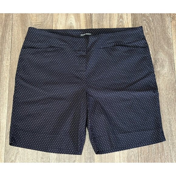 HILARY RADLEY WOMENS PLUS SIZE XXL BERMUDA CHINO BLACK PULL ON SHORTS DOTS - Picture 1 of 8